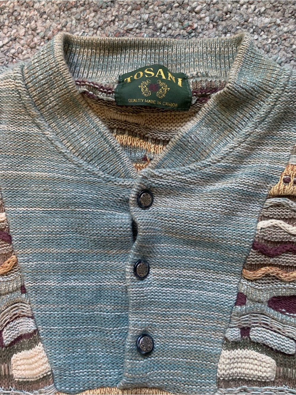 Tosani Multi-Pattern Three Button Sweater - Picture 3 of 3